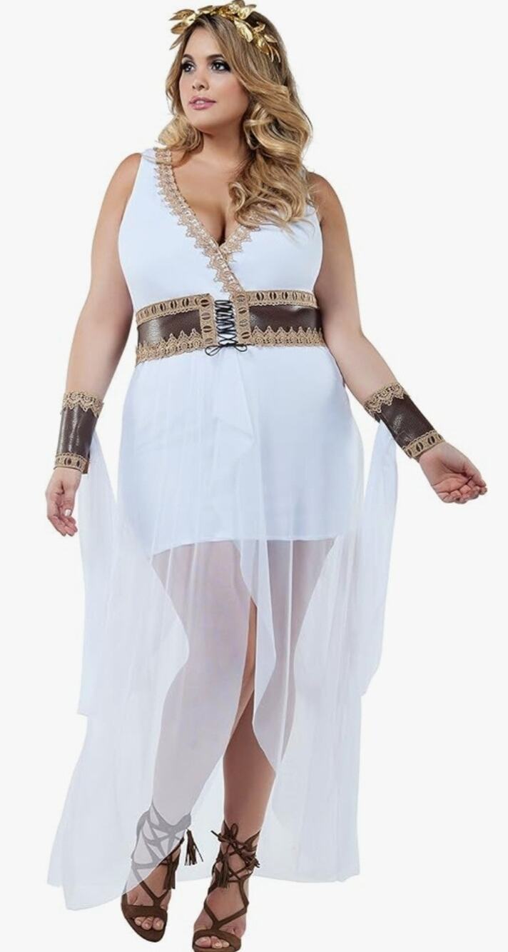 NEW Starline Golden Goddess Costume Plus Size 1X | Greek Roman White Gold Maxi